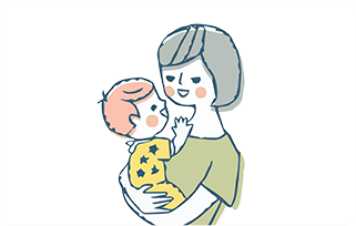 赤ちゃんを抱っこする母親のイラスト